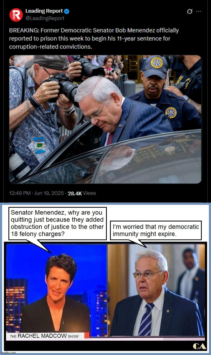 His democratic immunity expired | image tagged in bye bye bobby,crooked dem,going to jail | made w/ Imgflip meme maker