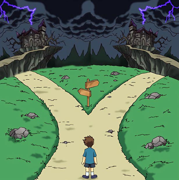 Dramatic Crossroads both bac Blank Meme Template
