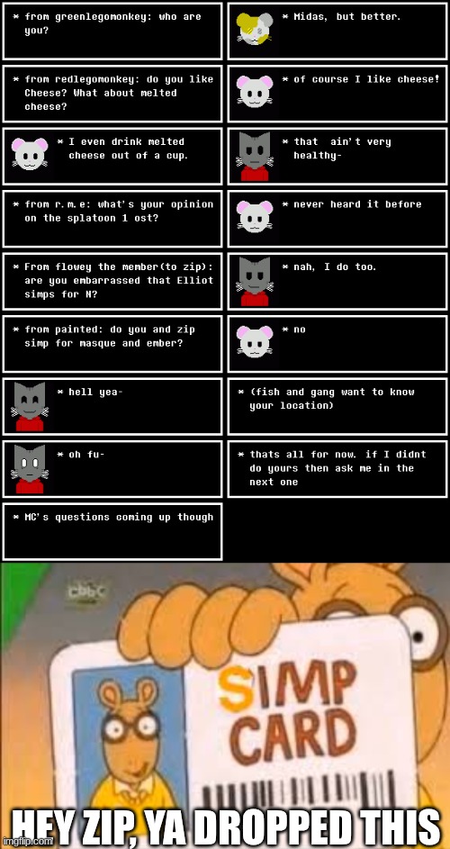 HEY ZIP, YA DROPPED THIS | image tagged in simp card | made w/ Imgflip meme maker
