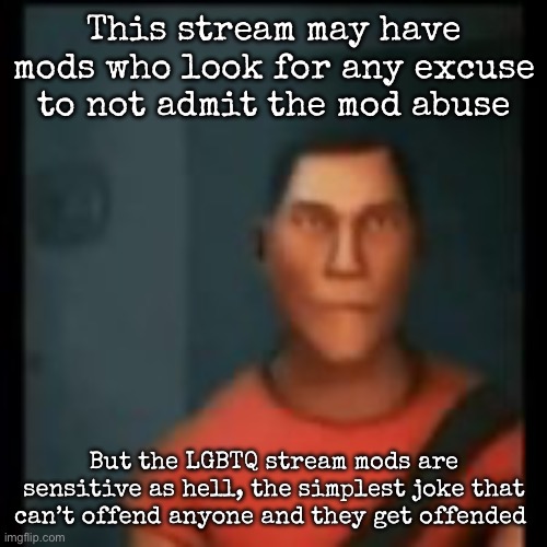 How the FUCK is the image of a simple spider scary | This stream may have mods who look for any excuse to not admit the mod abuse; But the LGBTQ stream mods are sensitive as hell, the simplest joke that can’t offend anyone and they get offended | image tagged in disappointed scout,msmg | made w/ Imgflip meme maker