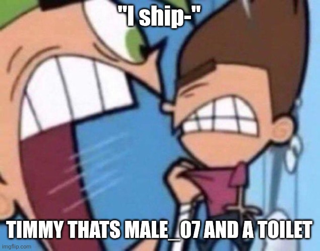 . | "I ship-"; TIMMY THATS MALE_07 AND A TOILET | image tagged in cosmo yelling at timmy | made w/ Imgflip meme maker