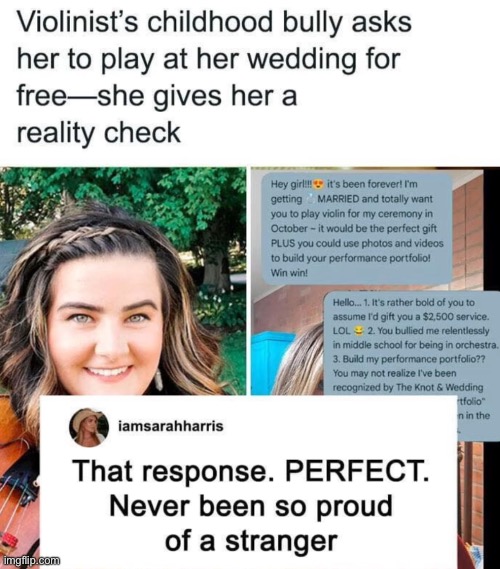 Bully gets reality check | image tagged in bully,wedding,success,revenge | made w/ Imgflip meme maker