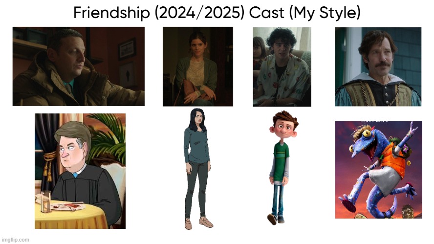 Friendship (2024/2025) Cast (My Style) | image tagged in friendship 2024/2025 cast my style,meme,memes,spoof cast,friendship,characters | made w/ Imgflip meme maker