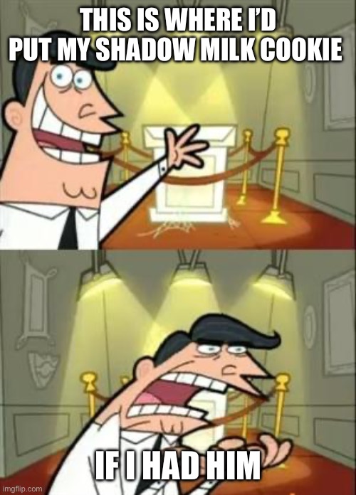 i suffer from this | THIS IS WHERE I’D PUT MY SHADOW MILK COOKIE; IF I HAD HIM | image tagged in memes,this is where i'd put my trophy if i had one | made w/ Imgflip meme maker