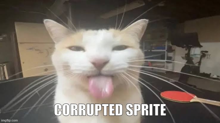Milly the silly cat Bleh Cat | CORRUPTED SPRITE | image tagged in milly the silly cat bleh cat | made w/ Imgflip meme maker