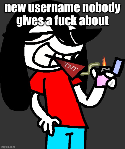 badass fucking picture of ronbin smoking a dynamite stick | new username nobody gives a fuck about | image tagged in badass fucking picture of ronbin smoking a dynamite stick | made w/ Imgflip meme maker