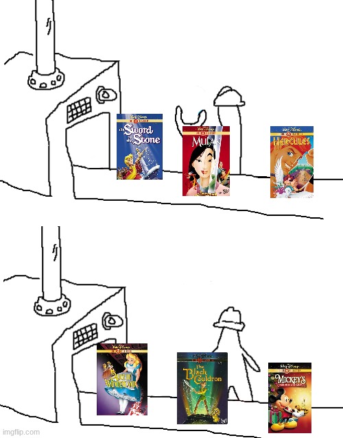 Walt Disney Gold Classic Collection Factory (Captured in April 2001) | image tagged in triangle factory empty,april,the sword in the stone,alice in wonderland,the aristocats,2001 | made w/ Imgflip meme maker