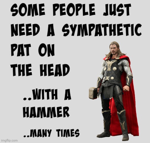 Some people need to get hammered | image tagged in thor,sledge hammer,idiots | made w/ Imgflip meme maker