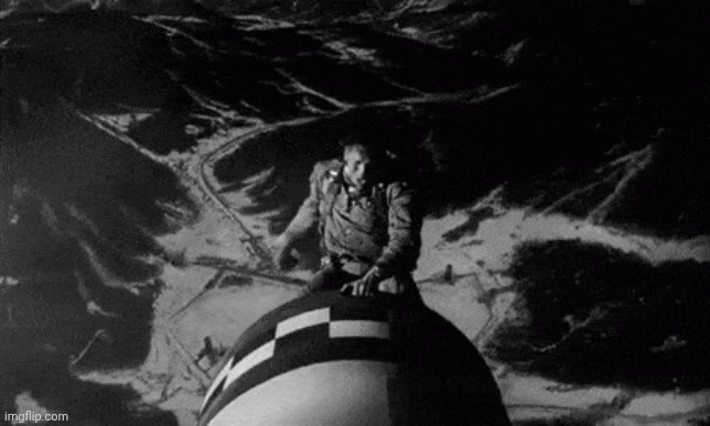 image tagged in riding the bomb | made w/ Imgflip meme maker