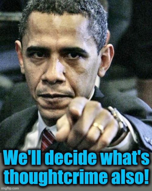 Pissed Off Obama Meme | We'll decide what's
thoughtcrime also! | image tagged in memes,pissed off obama | made w/ Imgflip meme maker