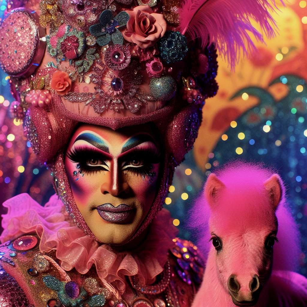 Drag Queen with a pink pony Blank Meme Template