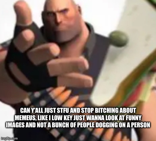 Sandvich Throw | CAN Y’ALL JUST STFU AND STOP BITCHING ABOUT MEMEUS, LIKE I LOW KEY JUST WANNA LOOK AT FUNNY IMAGES AND NOT A BUNCH OF PEOPLE DOGGING ON A PERSON | image tagged in sandvich throw | made w/ Imgflip meme maker