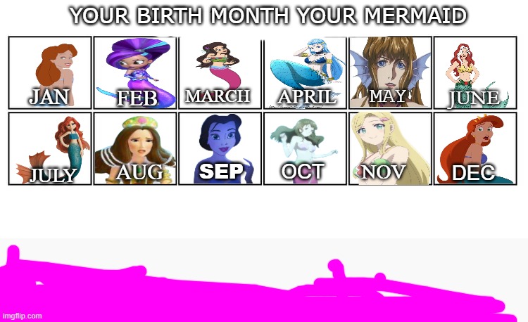 your birth month your mermaid | YOUR BIRTH MONTH YOUR MERMAID; MAY; APRIL; MARCH; FEB; JAN; JUNE; AUG; NOV; OCT; SEP; DEC; JULY | image tagged in my top 12 favorite movies,the little mermaid,anime,disney,cartoons,movies | made w/ Imgflip meme maker