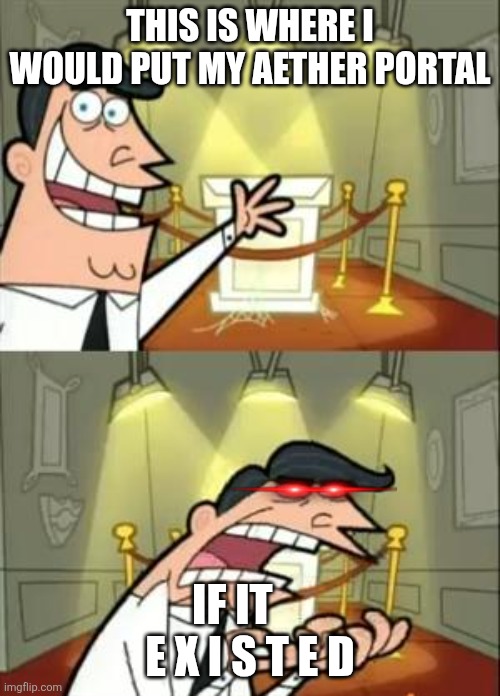 This Is Where I'd Put My Trophy If I Had One Meme | THIS IS WHERE I WOULD PUT MY AETHER PORTAL IF IT     E X I S T E D | image tagged in memes,this is where i'd put my trophy if i had one | made w/ Imgflip meme maker