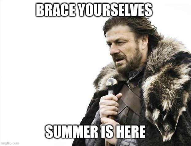 Hello, summer my old friend | BRACE YOURSELVES; SUMMER IS HERE | image tagged in memes,brace yourselves x is coming,summer,first day of summer | made w/ Imgflip meme maker