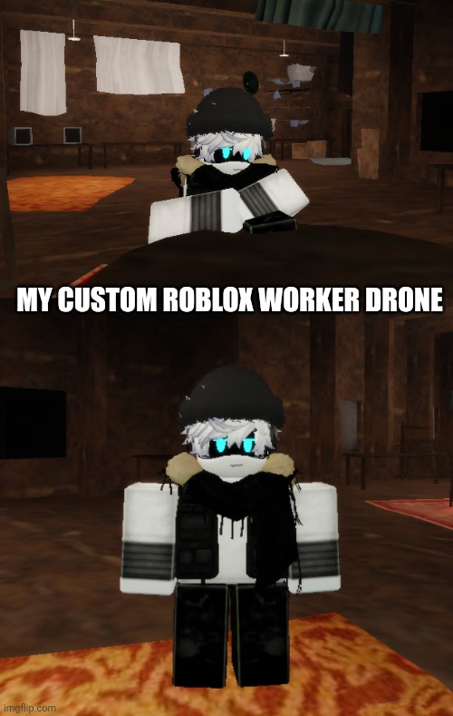 My custom drone (Edge: Not bad not bad at all) (cel: use Roblox studio it will look better) | MY CUSTOM ROBLOX WORKER DRONE | image tagged in murder drones,roblox | made w/ Imgflip meme maker