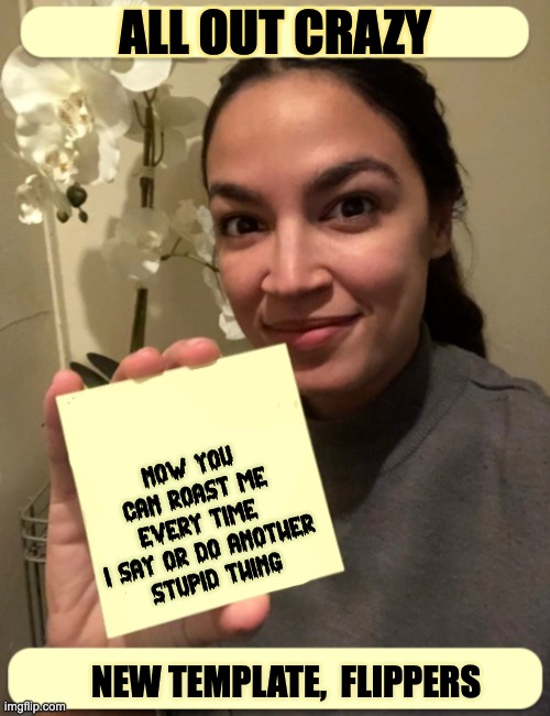This Socialist Disaster Should be nowhere near the White House in 2028 | ALL OUT CRAZY; NOW YOU CAN ROAST ME EVERY TIME 
I SAY OR DO ANOTHER
STUPID THING; NEW TEMPLATE,  FLIPPERS | image tagged in all out crazy,aoc | made w/ Imgflip meme maker