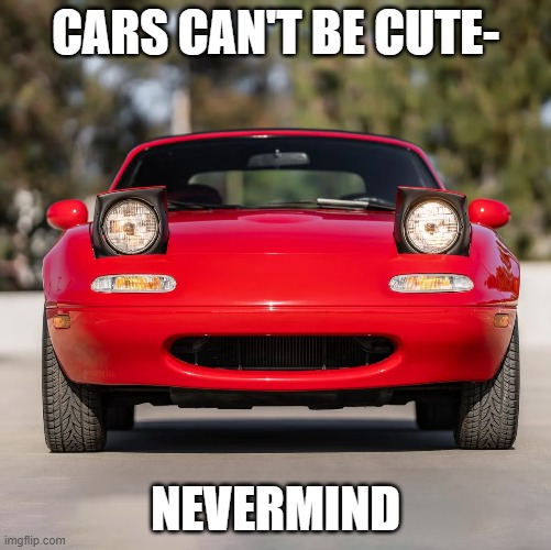 Cars Can't Be Cute- | CARS CAN'T BE CUTE-; NEVERMIND | image tagged in cars,funny | made w/ Imgflip meme maker