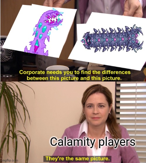 I don't know why I made this | Calamity players | image tagged in terraria | made w/ Imgflip meme maker