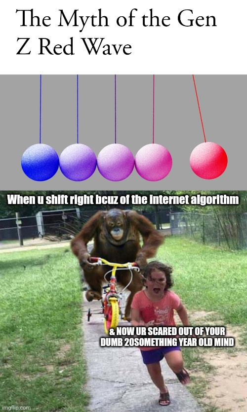 When u shift right bcuz of the internet algorithm; & NOW UR SCARED OUT OF YOUR DUMB 20SOMETHING YEAR OLD MIND | image tagged in run | made w/ Imgflip meme maker