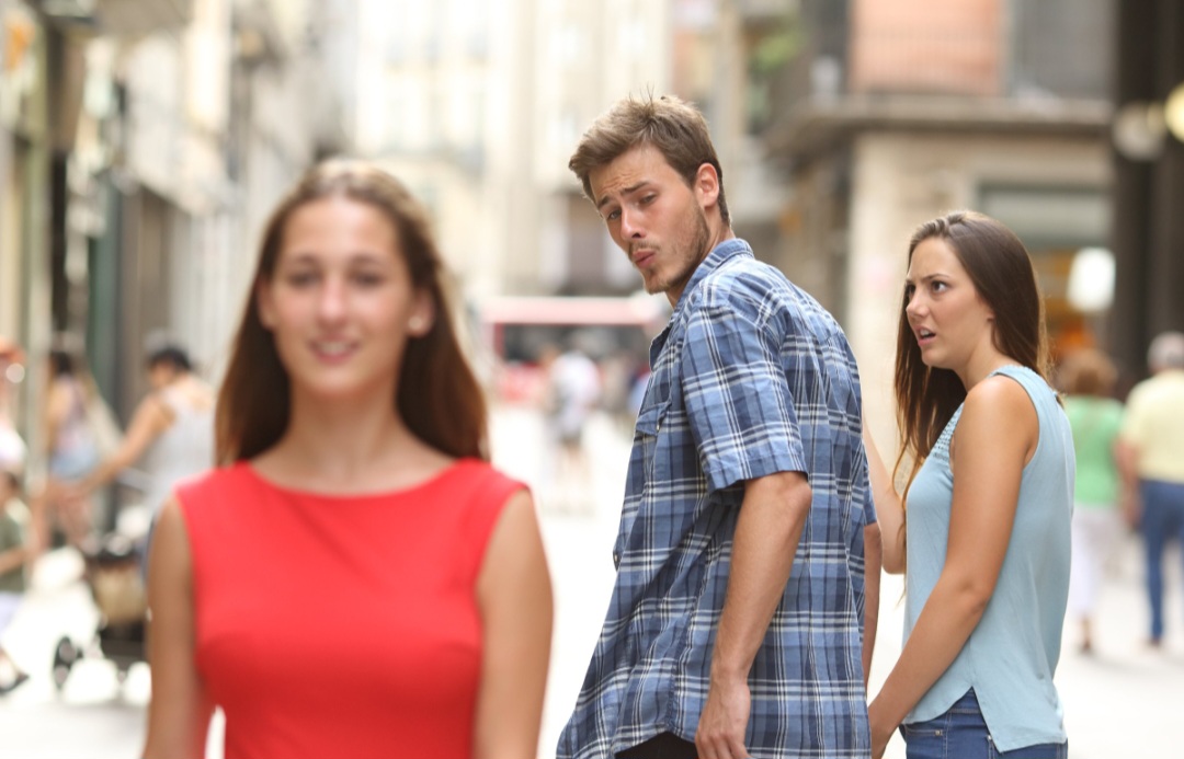 Guy looks at girl Blank Meme Template