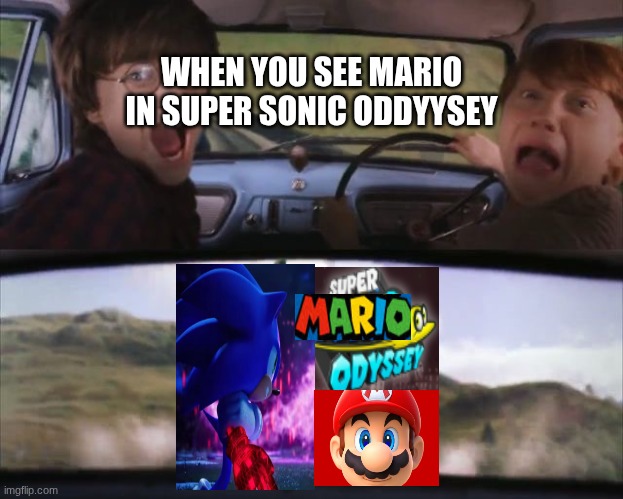 Tom chasing Harry and Ron Weasly | WHEN YOU SEE MARIO IN SUPER SONIC ODDYYSEY | image tagged in tom chasing harry and ron weasly | made w/ Imgflip meme maker