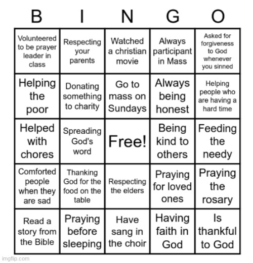 religious bingo | image tagged in jesus,god | made w/ Imgflip meme maker