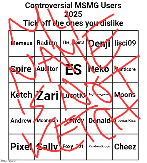 Whoever's Basic Dumbass Made This Bingo, I'm Fucking Fighting You | image tagged in controversial msmg users 2025 | made w/ Imgflip meme maker