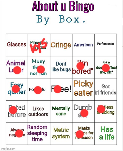 About u bingo by Box. | image tagged in about u bingo by box | made w/ Imgflip meme maker