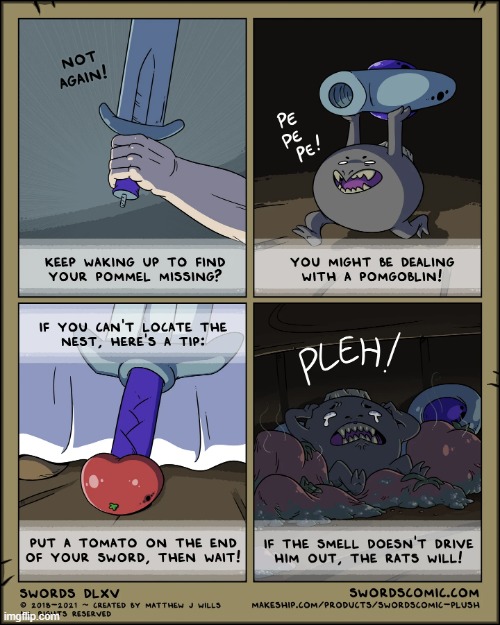 image tagged in sword,pommel,goblin,tomato,rotten,eww | made w/ Imgflip meme maker