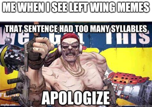 It's always a wall of text | ME WHEN I SEE LEFT WING MEMES | image tagged in that sentence had too many syllables apologize,liberals,leftists,memes,unfunny | made w/ Imgflip meme maker