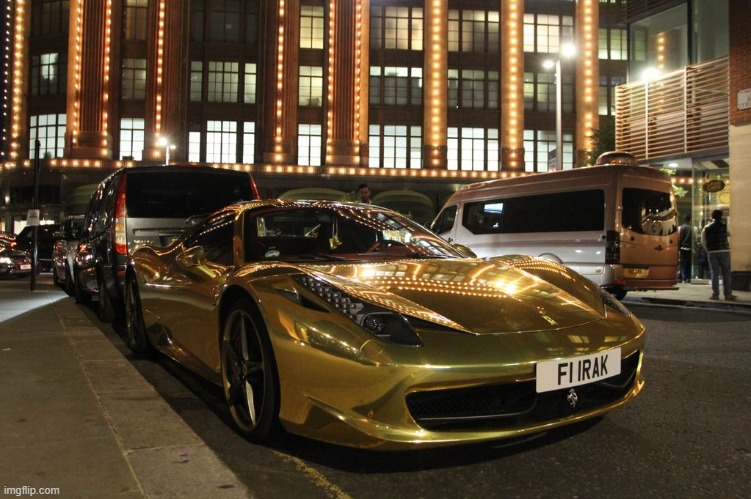 Gold Plated Ferrari  | image tagged in gold plated ferrari | made w/ Imgflip meme maker