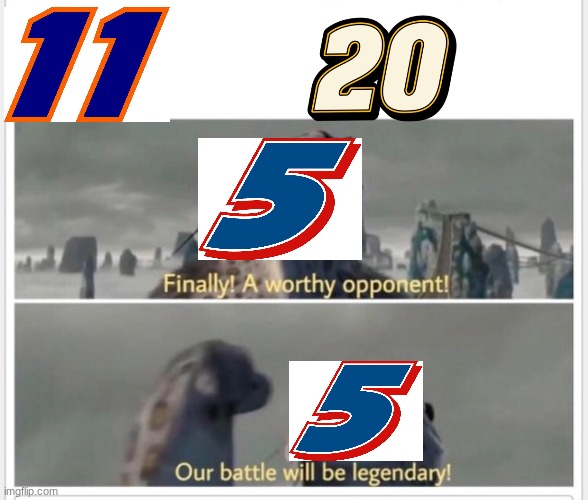 Finally! A worthy opponent! | image tagged in finally a worthy opponent,nascar,cars | made w/ Imgflip meme maker