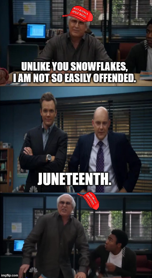 MAGA Snowflake | UNLIKE YOU SNOWFLAKES, I AM NOT SO EASILY OFFENDED. JUNETEENTH. | image tagged in maga snowflake | made w/ Imgflip meme maker