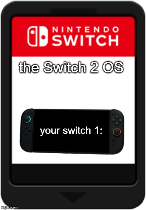 bringing some thepoints flair to fun stream | the Switch 2 OS; your switch 1: | image tagged in nintendo switch cartridge,thepoints flair | made w/ Imgflip meme maker