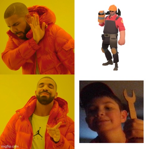 THIS IS WHAT HAPPENS WHEN I TRY TO BECOME A TF2 MERCENARY. | image tagged in memes,drake hotline bling | made w/ Imgflip meme maker