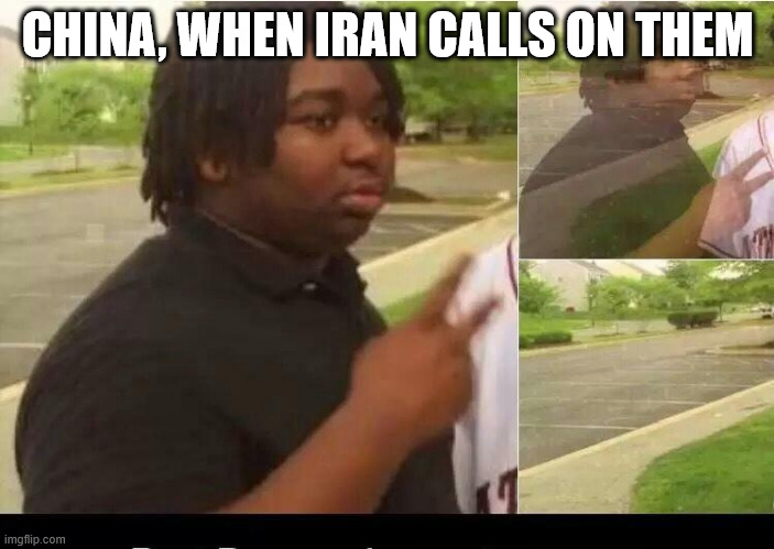 peace sign disappearing | CHINA, WHEN IRAN CALLS ON THEM | image tagged in peace sign disappearing | made w/ Imgflip meme maker
