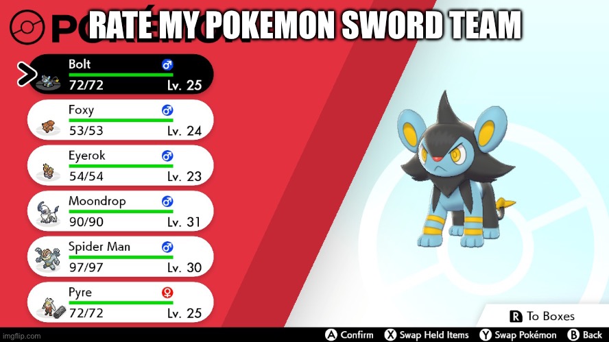 [Insert title here] | RATE MY POKEMON SWORD TEAM | image tagged in heya kid is juis sans de topic | made w/ Imgflip meme maker