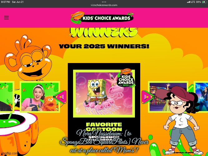 Nora Nussebaum is angry at SpongeBob | Nora Nussebaum: [to SpongeBob SquarePants] Never eat at a place called "Mom's"! | image tagged in the loud house,nickelodeon,lincoln loud,lori loud,revenge,angry girl | made w/ Imgflip meme maker