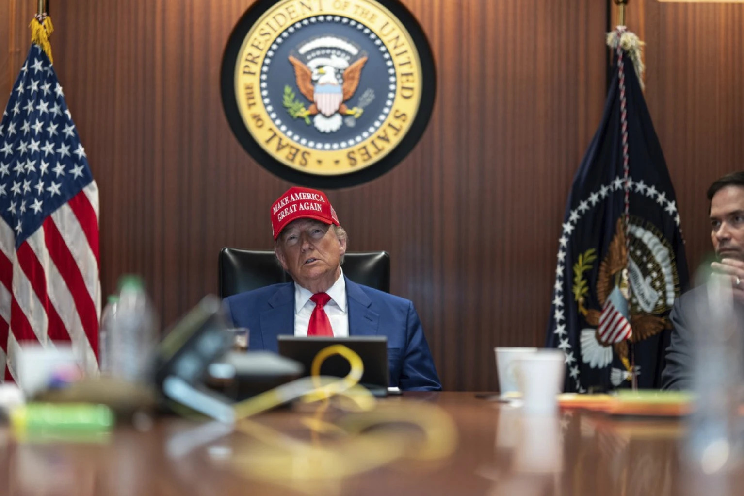 High Quality Sleepy Don in the War Room Blank Meme Template
