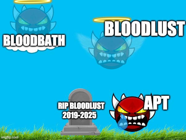 BLOODBATH RIP BLOODLUST 2019-2025 APT BLOODLUST | made w/ Imgflip meme maker