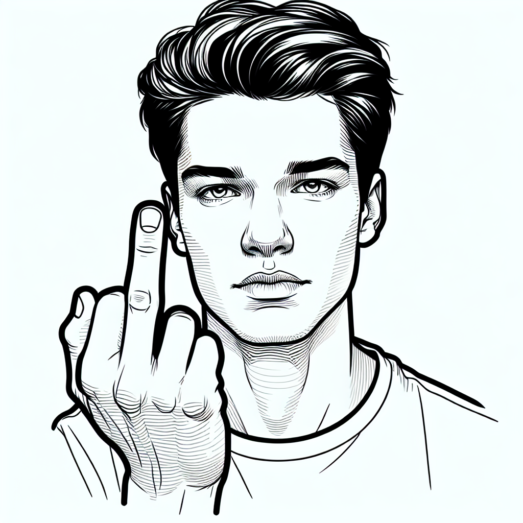 Dram a man and showing his middle fingre Blank Meme Template