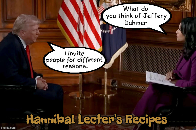 White House Dinner RSVP | Hannibal Lecter's Recipes | image tagged in white house dinner rsvp,hannibal lector,jeffery dahmer,mtp,kristen welker,brain salad | made w/ Imgflip meme maker