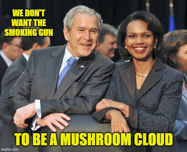 WE DON'T WANT THE SMOKING GUN TO BE A MUSHROOM CLOUD | made w/ Imgflip meme maker