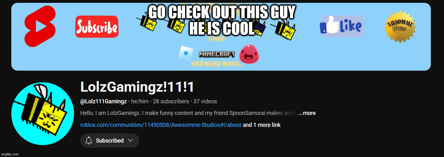 Lolz | GO CHECK OUT THIS GUY
HE IS COOL | image tagged in sans | made w/ Imgflip meme maker