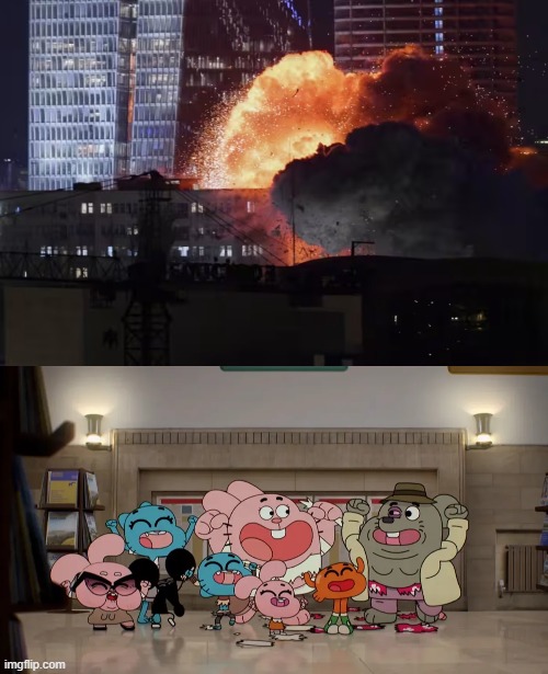 The Wattersons Celebrate Iran's Retaliation Against Israel | image tagged in amazing world of gumball,the amazing world of gumball,awog,tawog,iran,israel | made w/ Imgflip meme maker