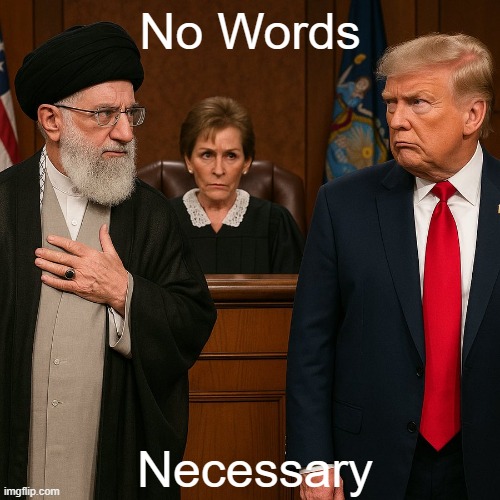 Actions Speak Louder Than Words | No Words; Necessary | image tagged in donald trump,ayatollah ali khamenei,usa,iran,political humor,you be the judge | made w/ Imgflip meme maker