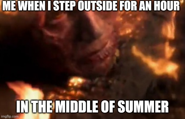 Anikin | ME WHEN I STEP OUTSIDE FOR AN HOUR; IN THE MIDDLE OF SUMMER | image tagged in anikin on mustifar | made w/ Imgflip meme maker