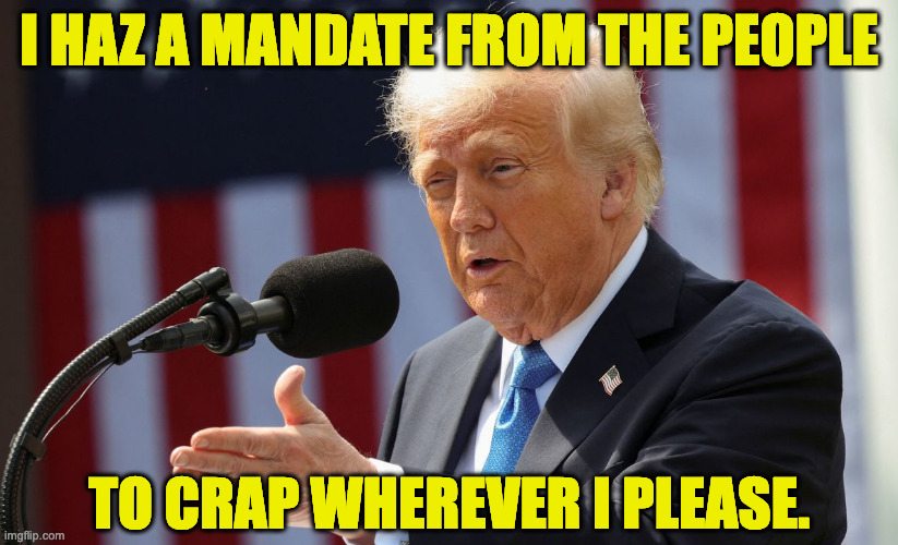 We need a pool on when he'll unseated and whether by Impeachment or 25th Amendment. | I HAZ A MANDATE FROM THE PEOPLE; TO CRAP WHEREVER I PLEASE. | image tagged in memes,trump | made w/ Imgflip meme maker