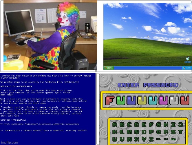 Clown rage comic | image tagged in clown,windows xp,rage comics | made w/ Imgflip meme maker